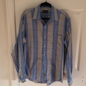 Colours by Alexander Julian Men's Blue and Gray Plaid Shirt Size L 16 1/2